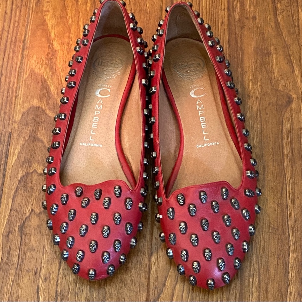 Jeffrey Campbell Skulltini Red Loafer Flats Sz 9